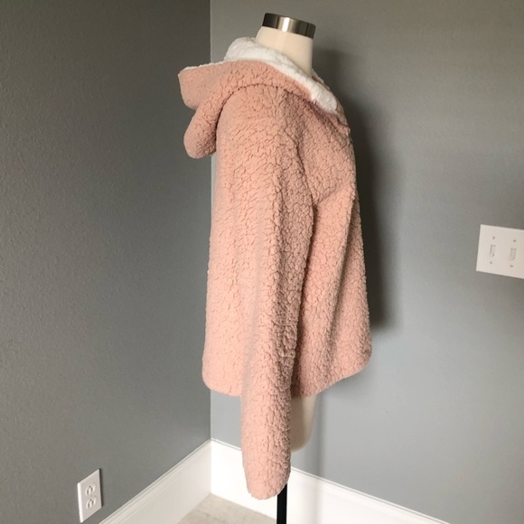 Coeur de Vague Blush Fluffy Quarter-Zip Plush Hoodie Fleece Sweatshirts - Picture 6 of 16